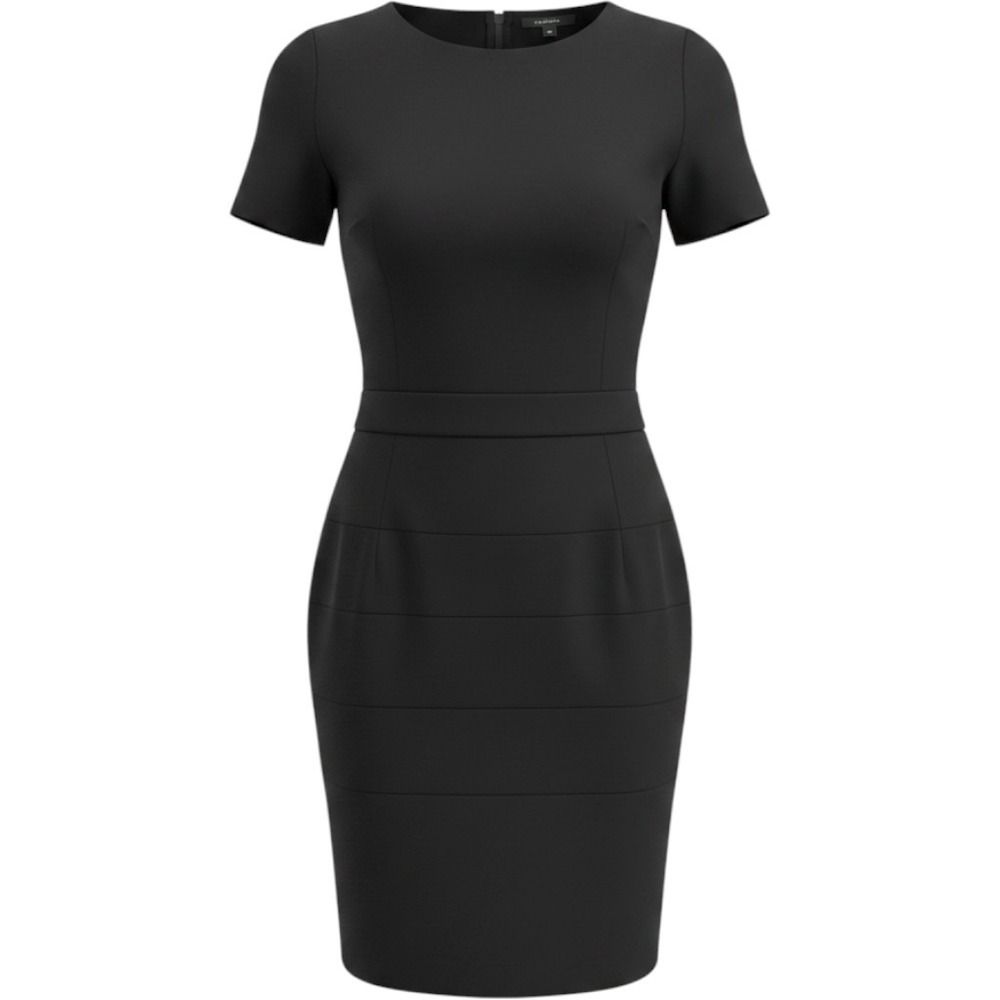 Ann‎ Taylor Black Sheath Dress Pleated Side Detail Short Sleeve NWT Size 12